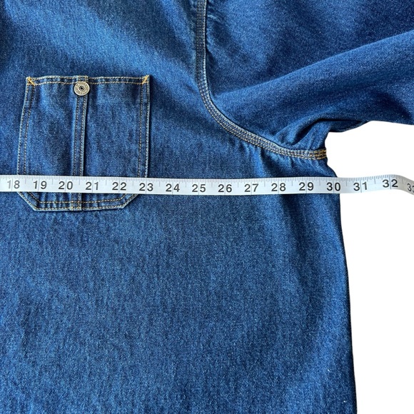 Denim Medium Wash Long Line Hooded Chore Jacket Coat Size 26/28 W - Picture 9 of 16